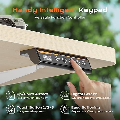 Miniatura 6 de Huuger - Escritorio grande eléctrico de pie ajustable en altura, de 55 x 28 pulgadas, escritorio para trabajar sentado o de pie, escritorio de