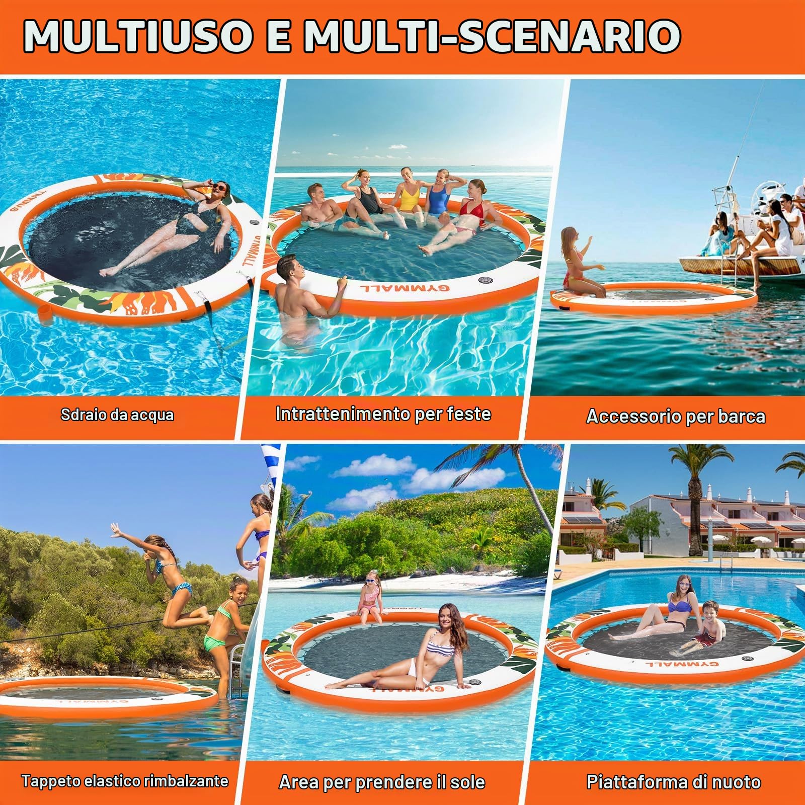 Piattaforma Galleggiante Gonfiabile per Piscina Adulti, Galleggianti Piscina Gonfiabili Ciambella Gonfiabile Rotonda, 240cm Amaca Acquatica Lettino Piscina con Scaletta e Portabicchieri