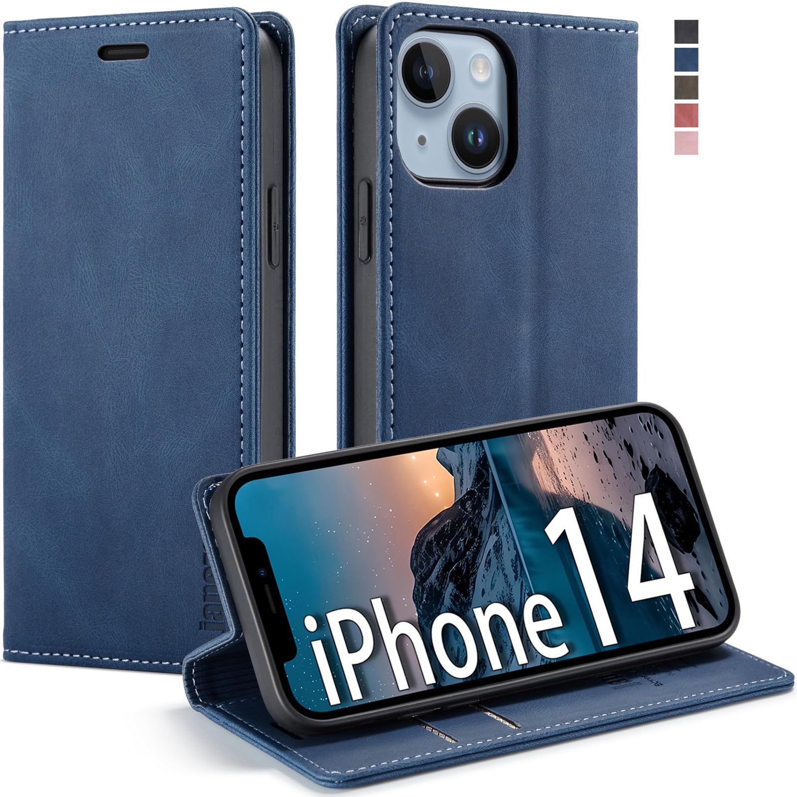 japezop iPhone 14 Case, iPhone 14 Wallet Case with [RFID Blocking] Card Holder Kickstand Magnetic,Leather Flip Case Wallet for iPhone 14 5G 6.1 Inch (