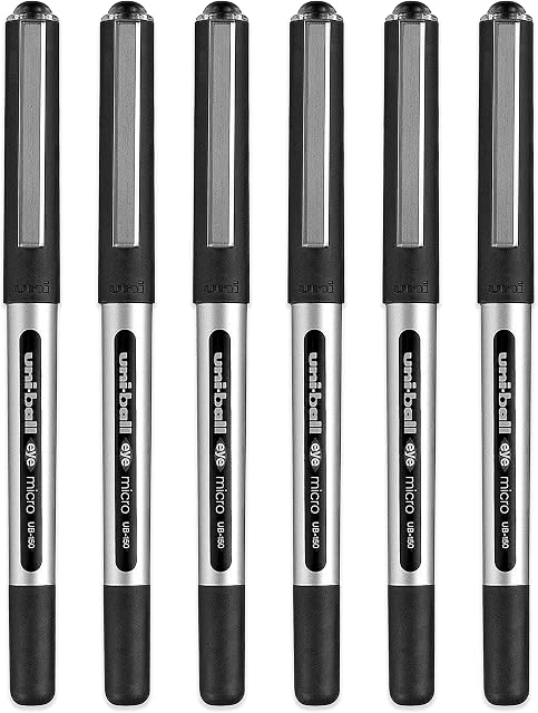 uni-ball Eye Micro UB-150 Gel Ink Pen - 0.5 mm - Pack of 6 - Black Ink