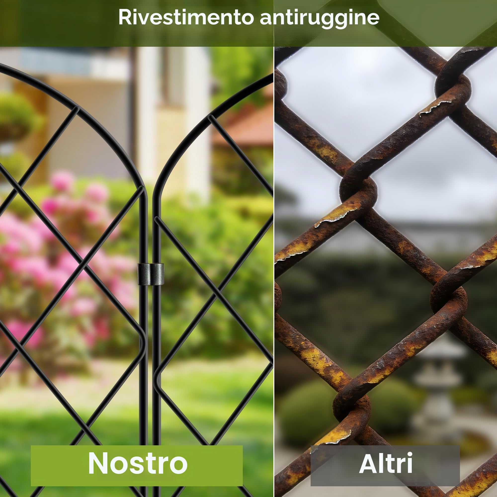 Thealyn Recinzione decorativa da giardino, 61 cm di altezza x 33 cm di larghezza (25 pannelli, lunghezza totale 8,2 m), recinzione in metallo senza scavo, recinzione per esterni, recinzione per cani