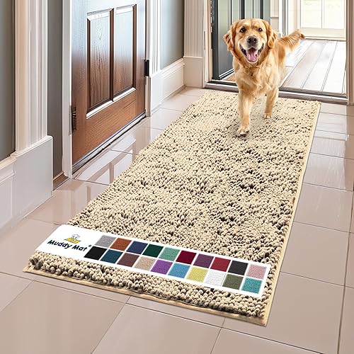 Vista 258 de Muddy Mat® - Tapete de microfibra superabsorbente para mascotas, antideslizante y lavable, de felpilla, secado rápido, para entrada