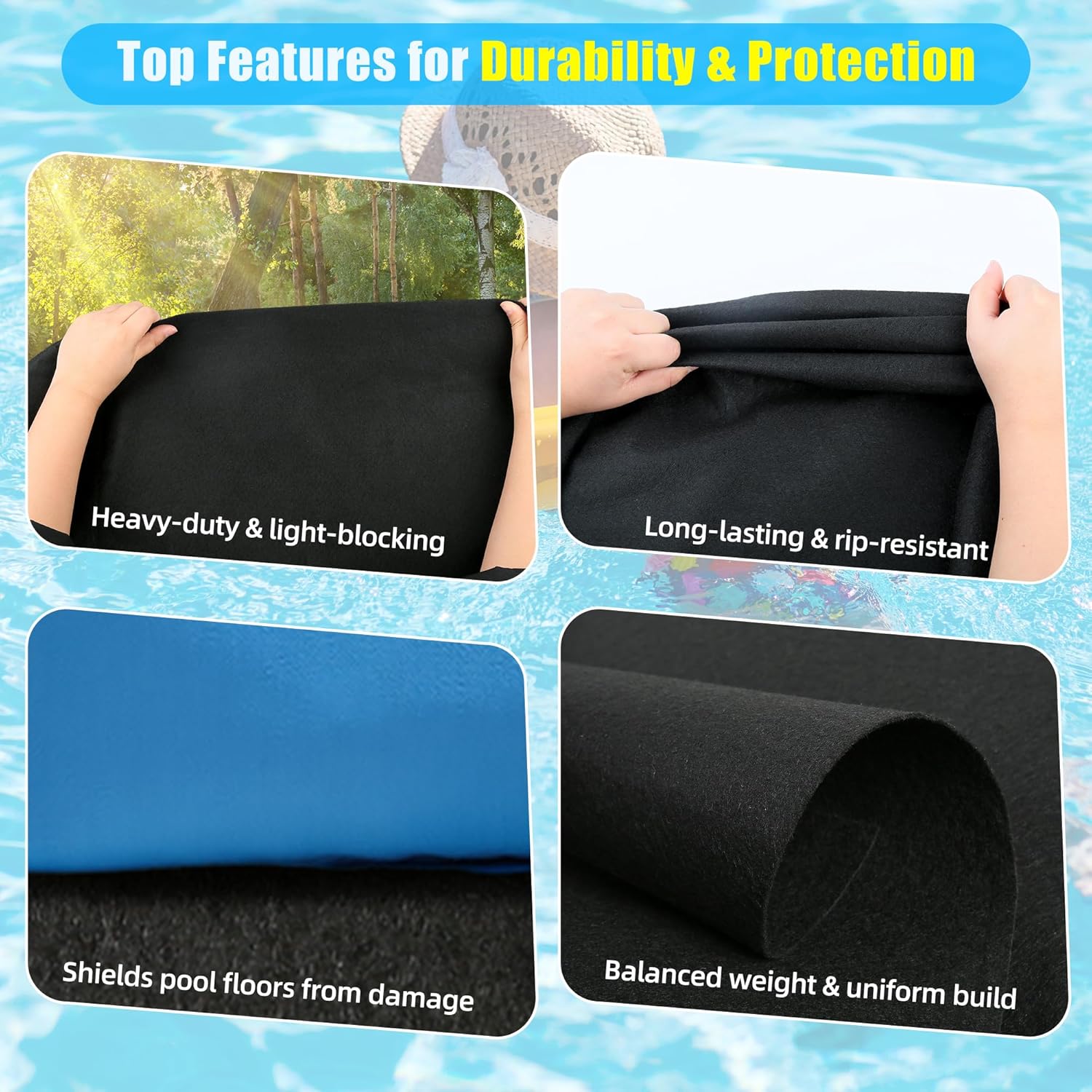 10ft Round Pool Liner Pad, 280g/㎡ Thickened Heavy Duty Above Ground Swimming Pool Ground Cloth, Under Pool Mat Protector for Bottom, Extend Liner Life