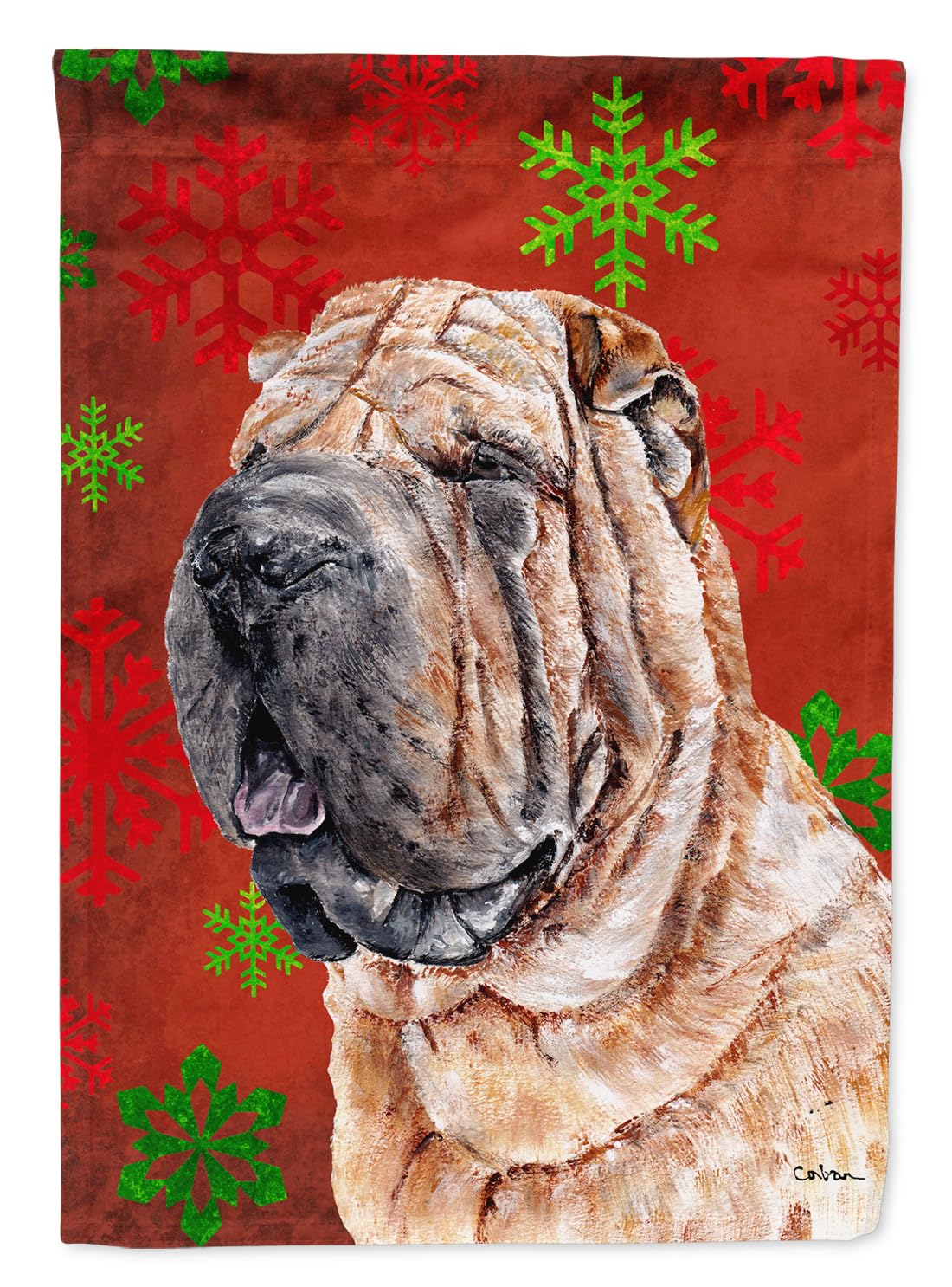 Drapeau Shar Pei de Noël SC9743GF pour égayer votre entrée sous la neige