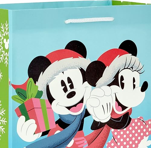 Miniatura 6 de Hallmark Bolsas de regalo de Navidad de Mickey y Minnie en varios tamaños (4 bolsas 2 medianas de 9 pulgadas, 2 grandes de 13 pulgadas) para niños,