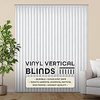 Vista 2 de Persianas verticales duras para ventana de patio, color blanco, 84 pulgadas de largo x 78 pulgadas de ancho y paletas de 3-1/2 pulgadas, fácil