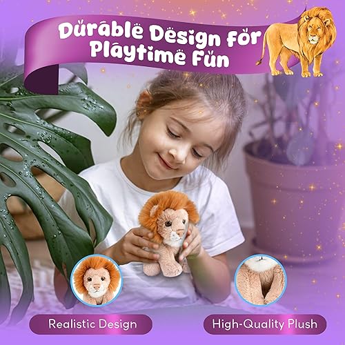 Miniatura 7 de Forest & Twelfth León de peluche de 5 pulgadas, juguete de peluche suave, lindo animal de peluche para niños y niñas, pequeños animales de peluche