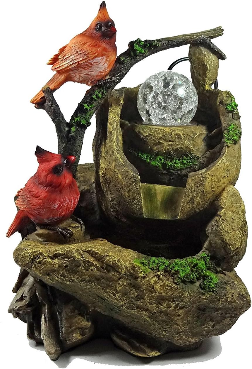 Tabletop Fountain Indoor Fountain Two Birds Near Rocky Waterfall