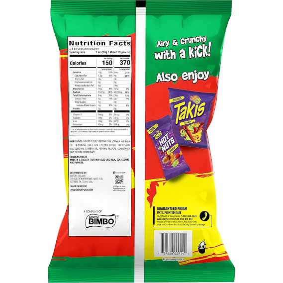 Barcel Chicharrones - Chili Pepper & Lime Flavored Spicy Puffed Wheat Snack Size Bag (Pack of 3)