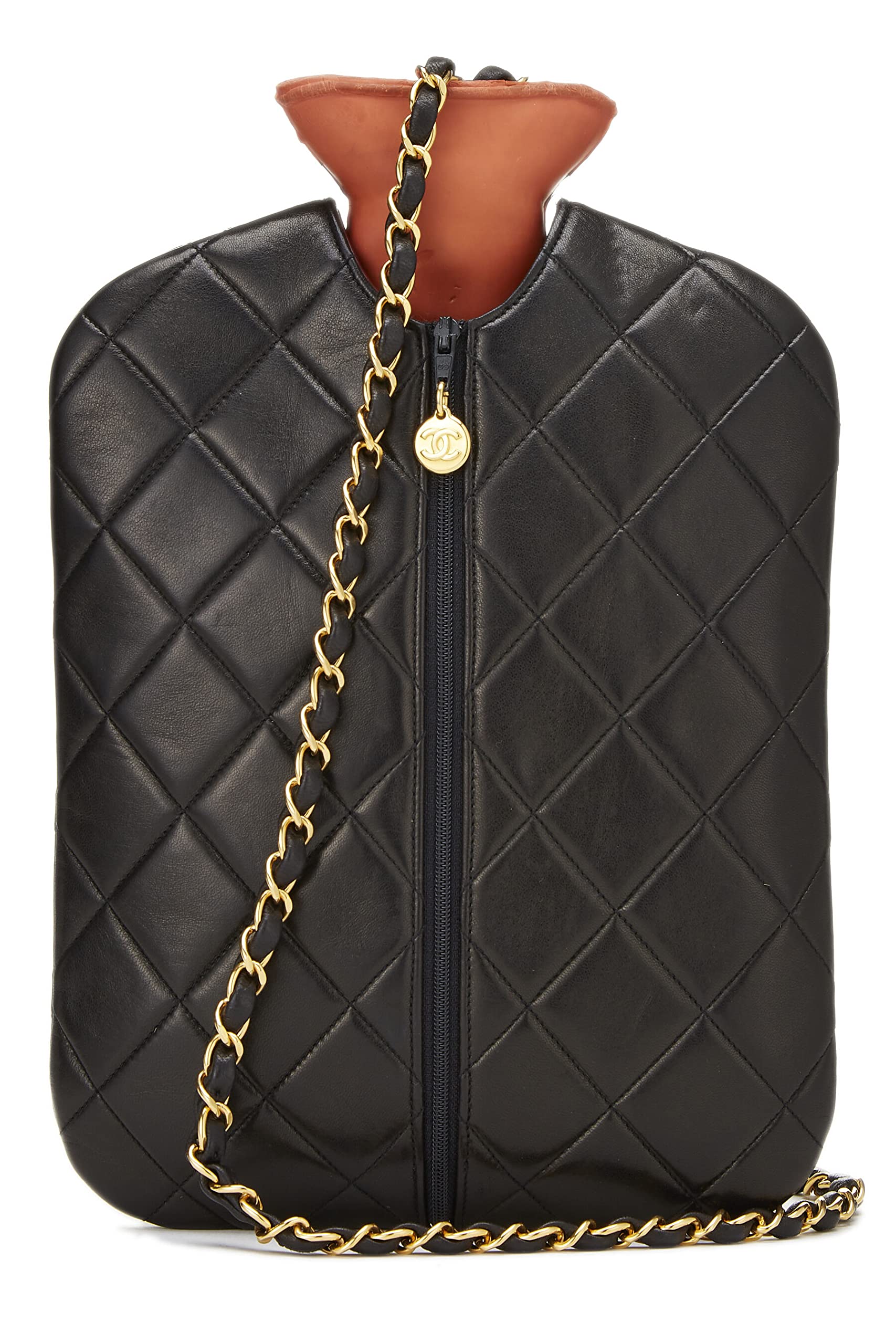 Chanel, Pre-Loved Black Quilted Lambskin Heating Pad Set, Black