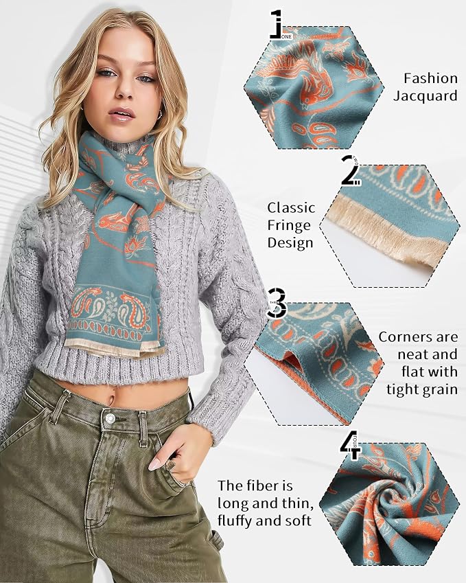 Pashmina para mujer - Chal grande para invierno miniatura 3