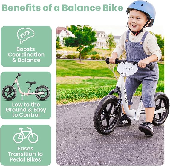 Zoomies Folding 12 Toddler Balance Bike for 2 to 5 Year Olds Foldable Easy to Take On The Go w/Carrying Strap