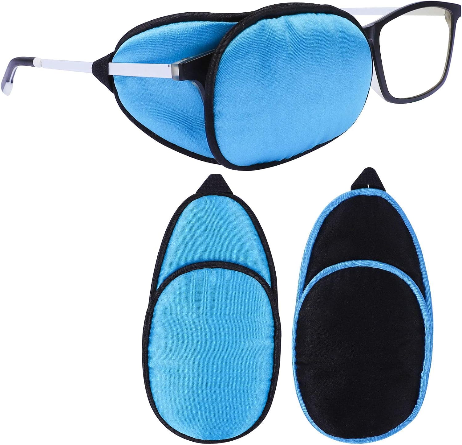 eZAKKA 2+2 Pack Eye Patches for Adults Kids, Eye Patch for Glasses, Medical Soft Eye Patch for Lazy Eye Amblyopia Strabismus and After Surgery Black+Black & Navy Blue+Black
