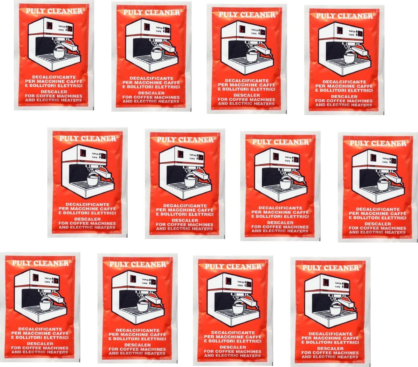 Asachimici: "Puly Cleaner" Descaler for Coffee Machines and Electric Heaters - 30g (1 Ounce) Envelopes (Pack of 12) [ Italian Import ]