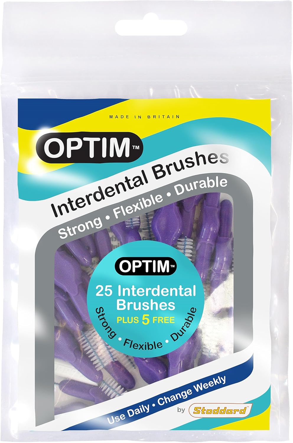 OPTIM 1.1mm Purple Standard Interdental Brush Pack of 25 Brushes Plus