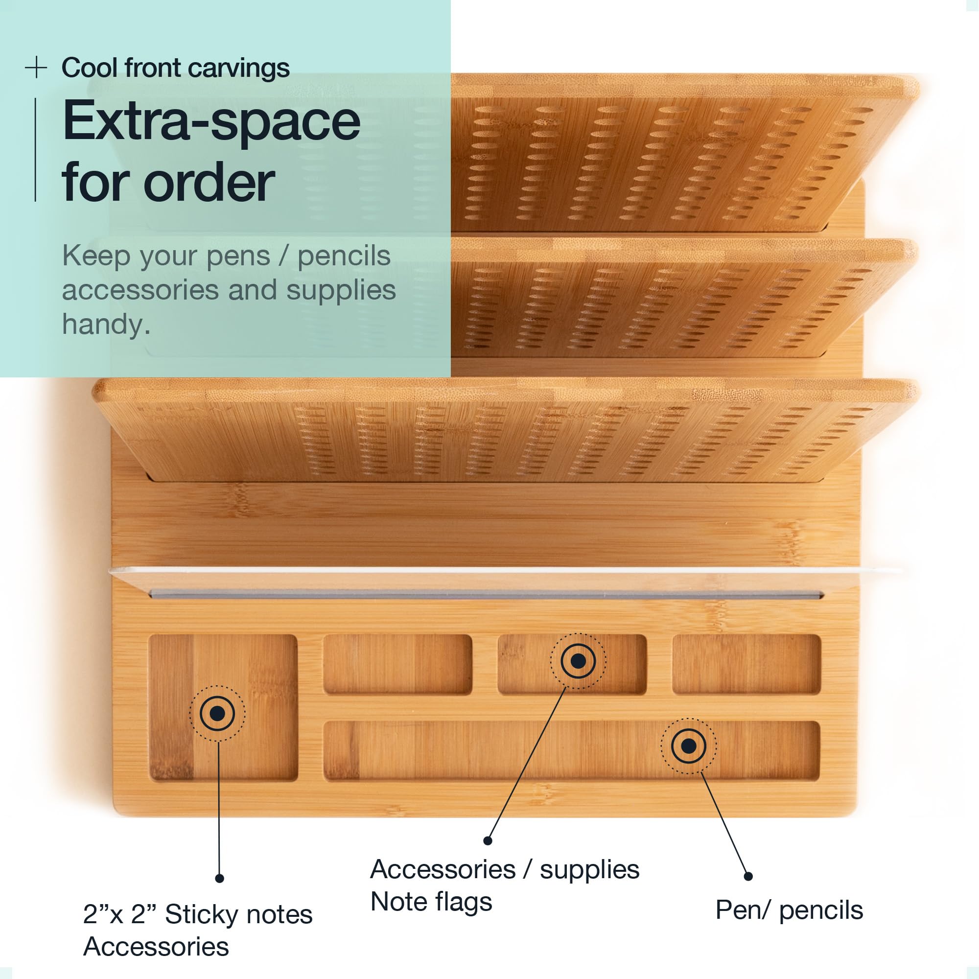 Organizador de archivos de madera para sistema de escritorio: solución perfecta para organización de oficina en casa, clasificador de archivos y soporte de archivos para escritorio,