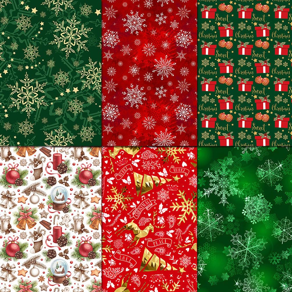 Weihnachtliches Motivpapier Set - 48 Blätter Scrapbooking Papier 15,2x15,2cm Mit Festlichen Designs