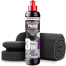 detailmate Menzerna Medium Cut One-Step Polish 3in1 Car Polish 250 ml + Polishing Sponge Made in Germany + Ultra Soft 550GSM Microfibre Cloth + 1 Protective Glove