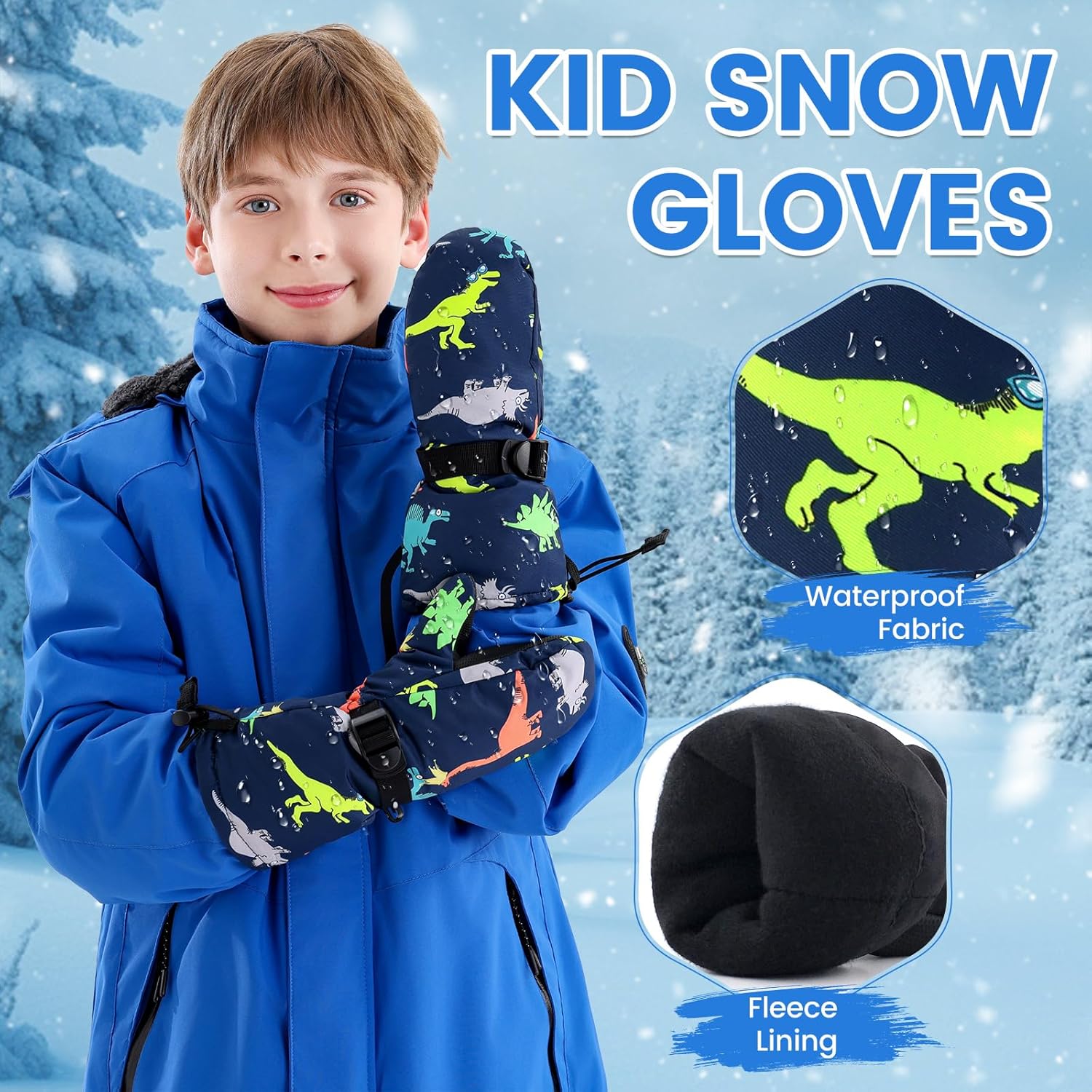BAVST Winter Kids Waterproof Gloves for Boys Girls Snow Ski Toddler Baby Mittens Outdoor for Infant Teens 1-5T - Image 4
