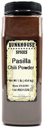 BUNKHOUSE Ground Pasilla Chile Pepper, Premium Mild Chili Powder, for Seasoning Mixes, BBQ Meat Rubs, Grilling, 16 Ounce Bulk Food Service Size