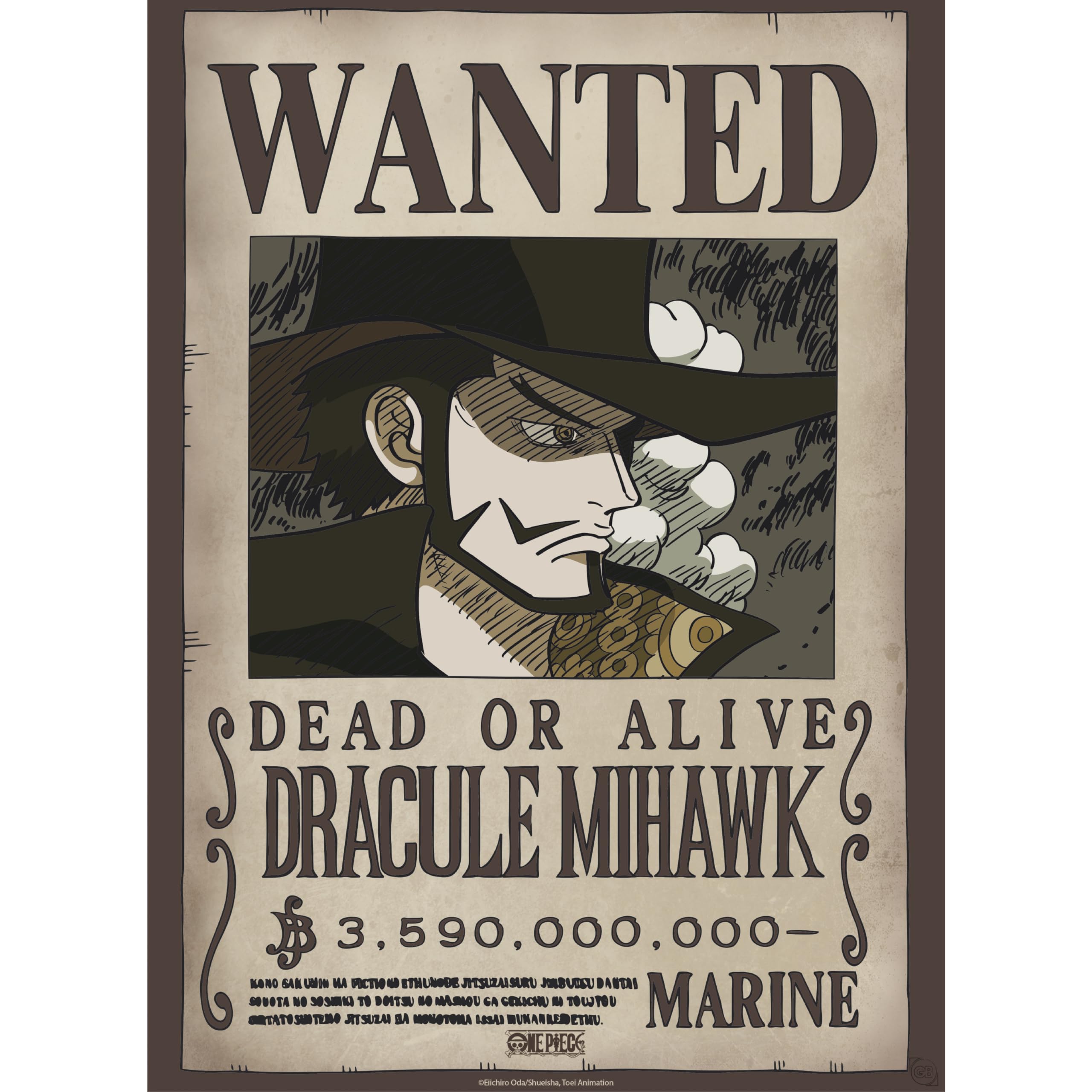 Amazon.com: GB eye - ONE PIECE Wanted Mihawk Wano Poster (52 x 38