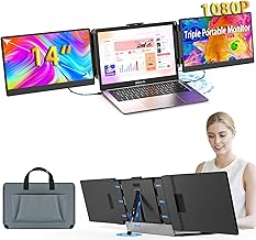 Kwumsy Triple Écran Portable Moniteur-14'' Moniteur Portable pour Ordinateur Portable, FHD 1080p IPS Écran Portable Compat...