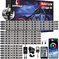 Vista 11 de 8 kits de luces LED RGB segmentadas para motocicleta con control remoto APP/RF, luces subterráneas multicolor con señal de giro de freno, tira