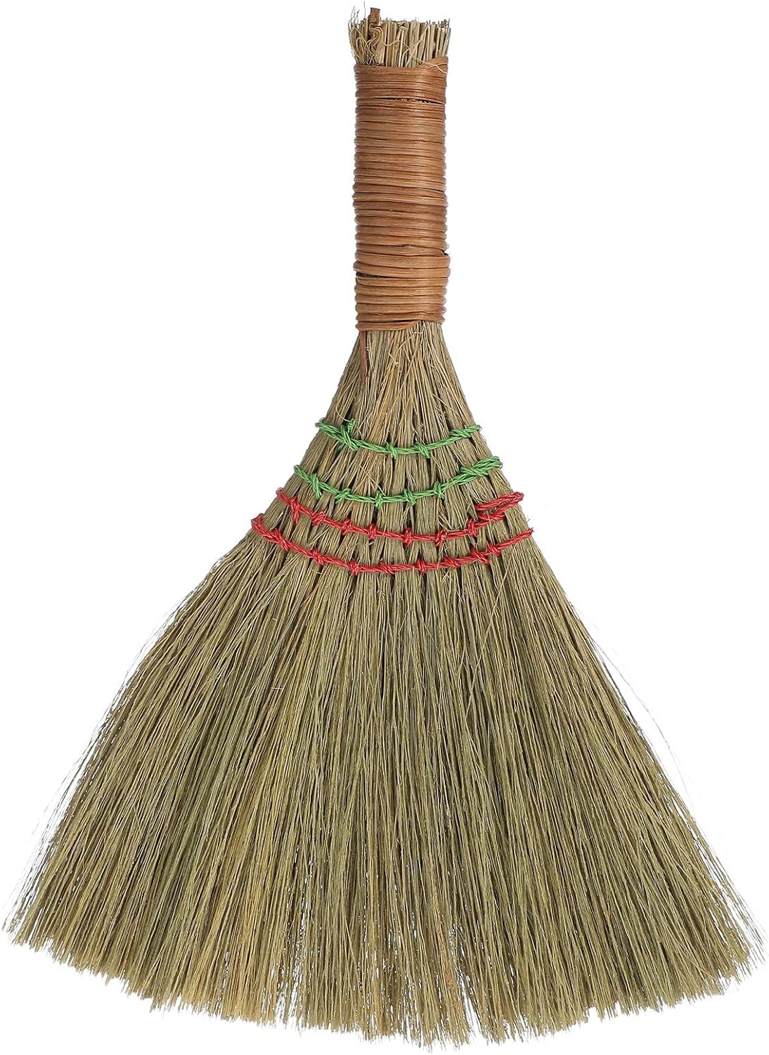 Small Wicker Whisk Broom Handheld Straw Brush for Indoor Desk Cleaning, Soft Bristle Hand Broom for Household Dust Removal and Outdoor Porch Sweeping