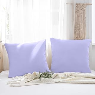 MOHAP Lot de 2- Taies d'oreiller 65x65cm Violet Clair Housse d'oreiller avec Une Fermeture éclair en Microfibre