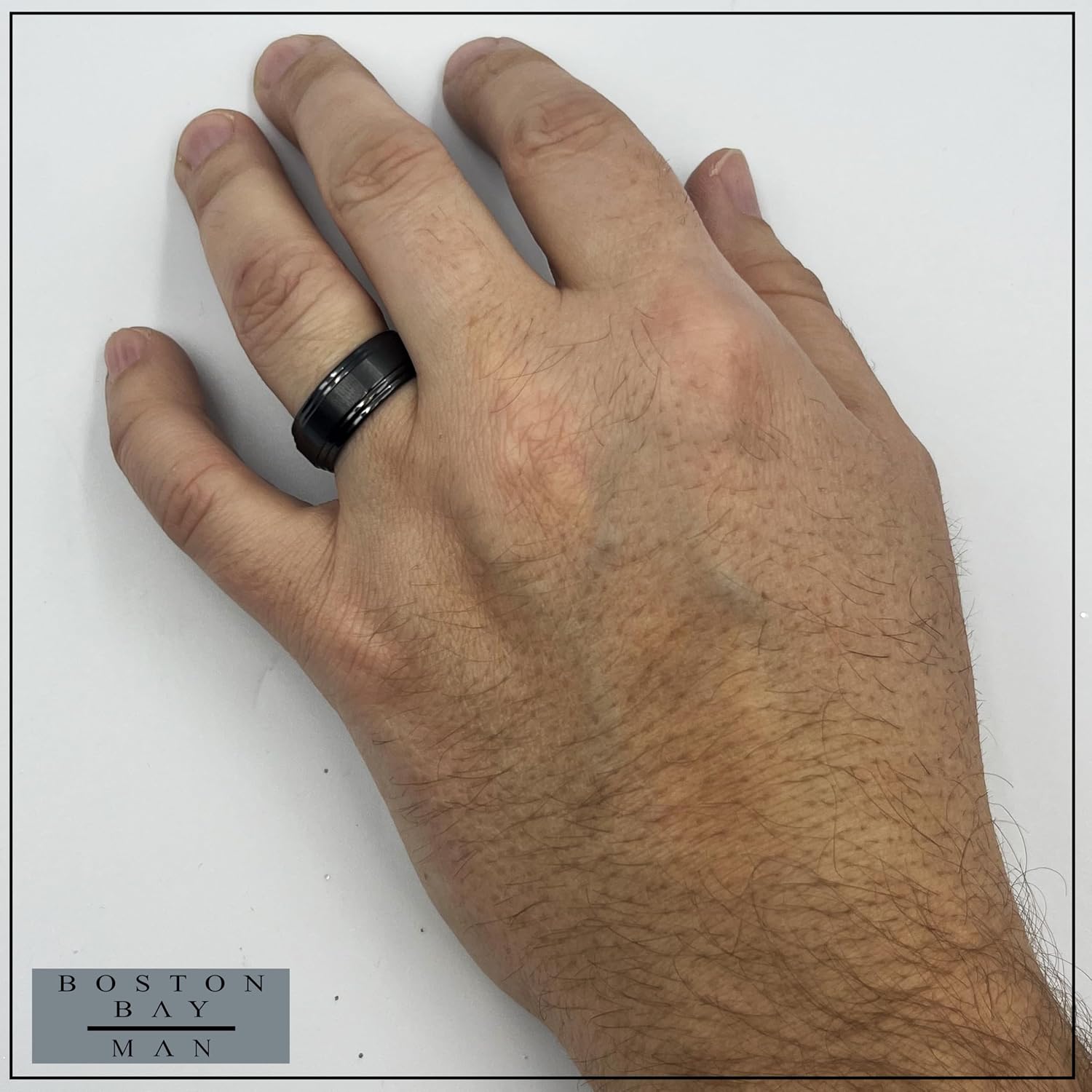 Boston Bay Diamonds Black 8MM Ceramic Lightweight and Scratch Resistant Fashion or Wedding Band - Sizes 5-14