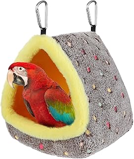 MEWTOGO Large Winter Warm Bird Nest for Cage - Comfortable Birds Bed with Support Plate, Hanging Shed Hideaway Hammock Hut Gift for Macaws African Grey Amazon Parrots