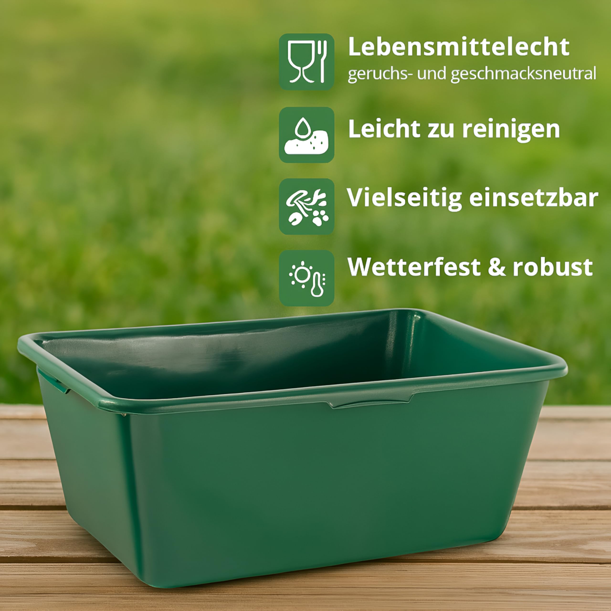 BURI Bac à nourriture 65 l - Vert - 71 x 46 cm - Convient à un usage alimentaire | BURI, Bac à eau, bac à sauvage, abreuvoir pour chevaux, bac en plastique de qualité alimentaire