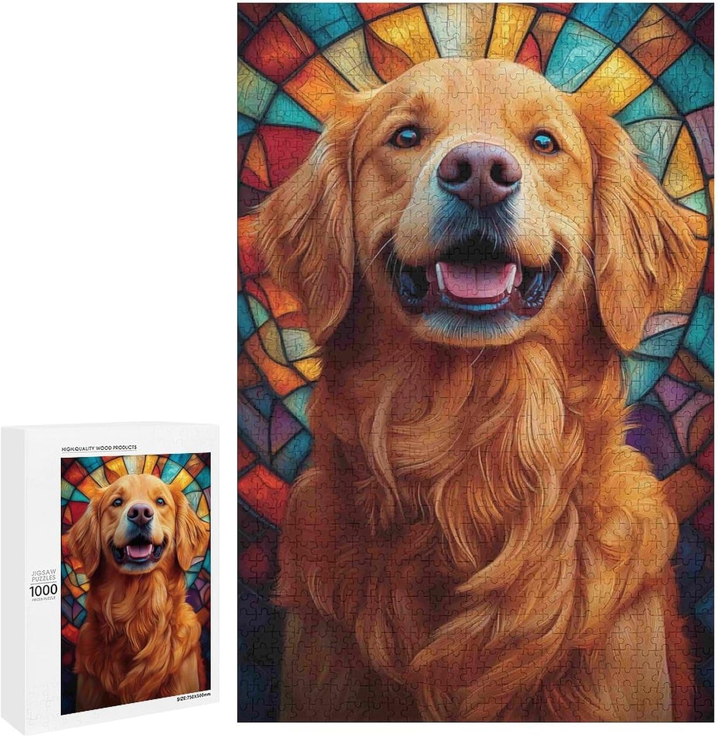 1000 Piece Wood Jigsaw Puzzles for Adults Golden Retriever Dogs Wood Puzzles for Adults Games Family Education Toys Gifts
