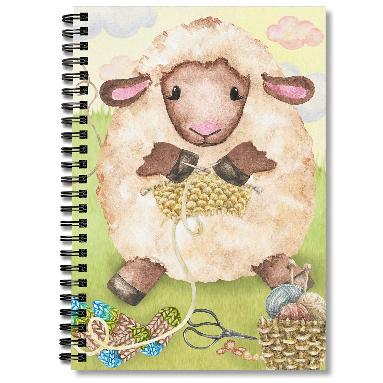 GOLEEX Blank Spiral Notebook Sheep Crocheting Lover Journal Notebooks For Girls Men Kids Women Weekly Monthly Planner Composition Organizer Notes Travel Study Work Business