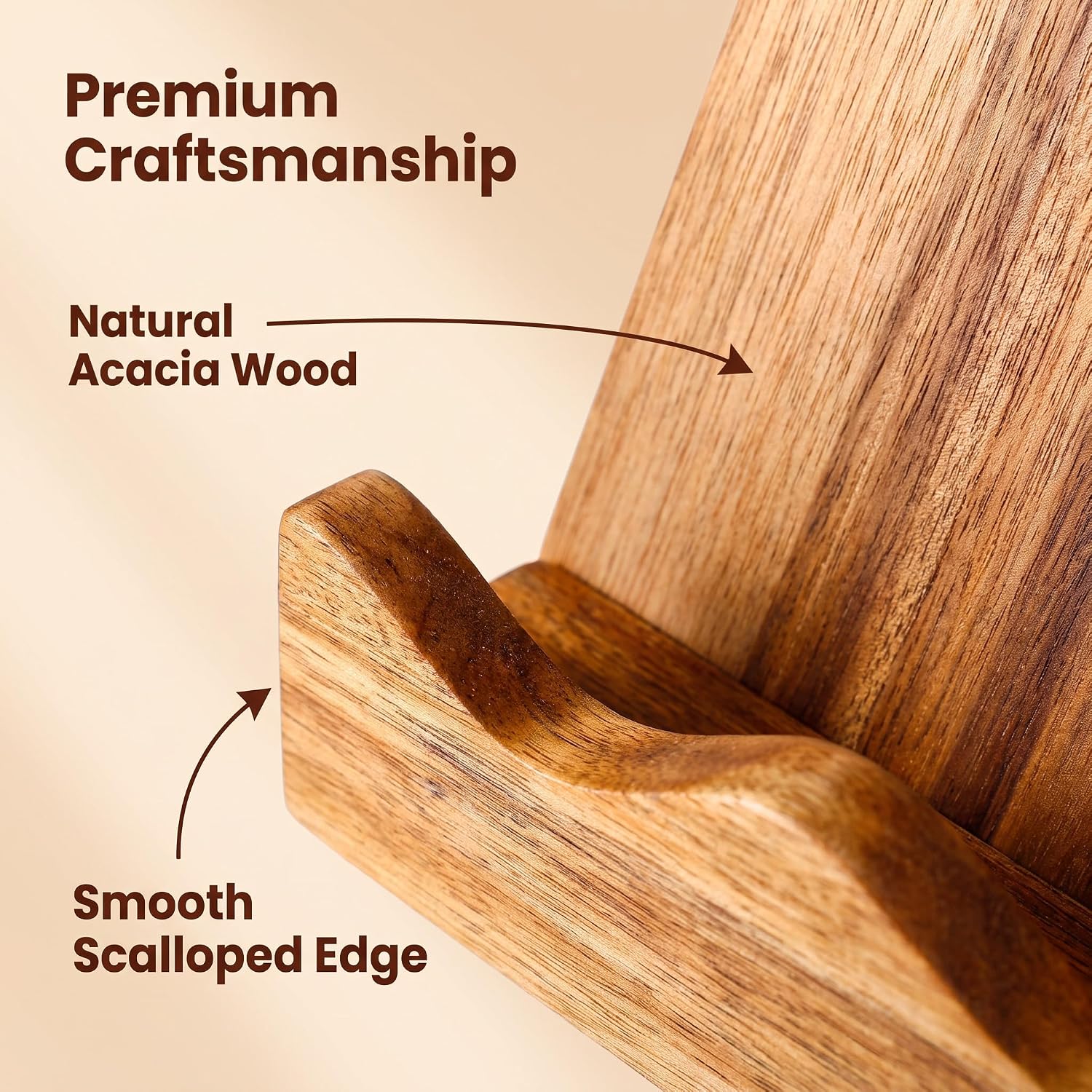 Scalloped Wooden Cookbook Stand with Removable Cutting Board, Adjustable Recipe Book Holder, Charcuterie Board, Serving Tray, Natural Wood