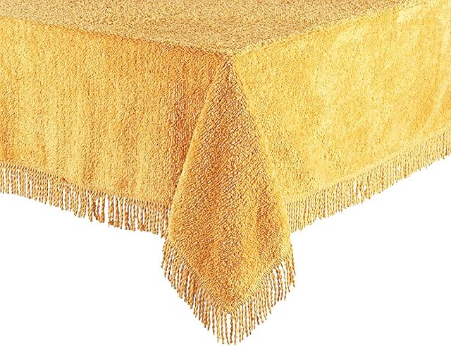 Diana Cowpe CHENILLE FRINGED TABLECLOTHS | 100% Pure Cotton | Traditional Design | Opulent & Heavy | Many Colours & Sizes (137x183cm (54x72) Rectangular, Gold)