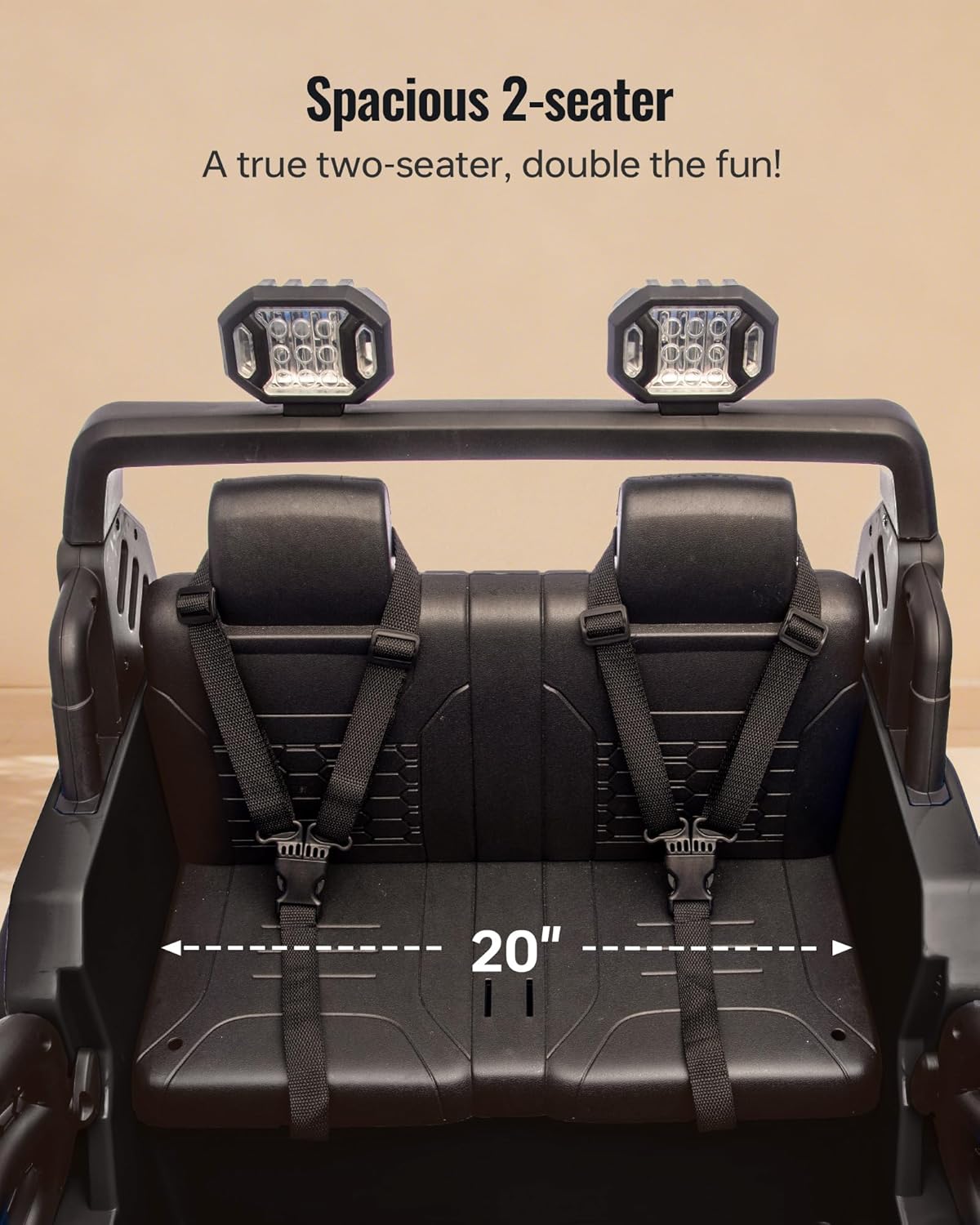 2 Seater Ride on Car Toy, 24V 4WD Electric Car for Kids 4-8 with Remote Control, 4x200W Motors, Capacity 150 lb - Black