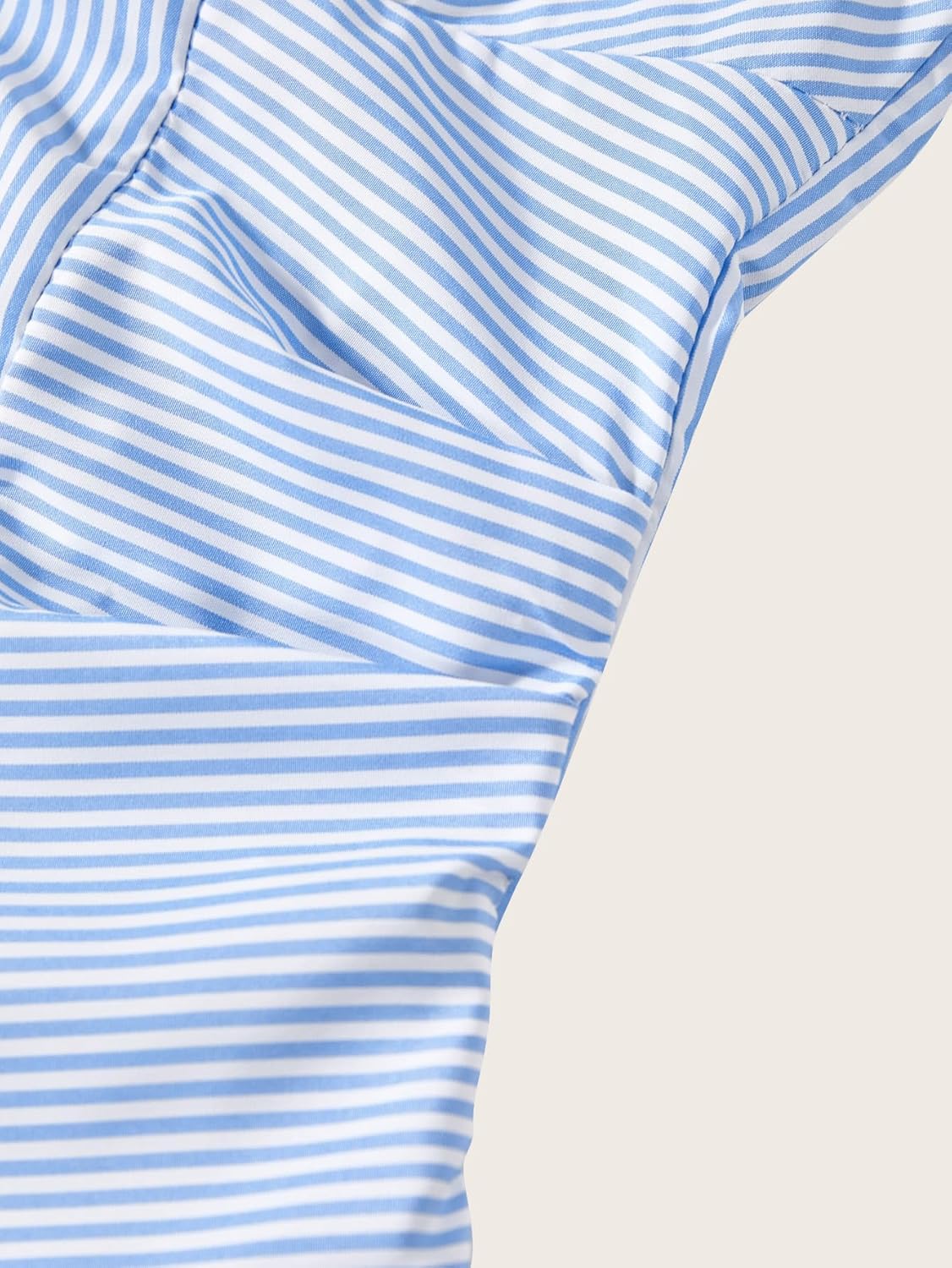 Women's Striped Ruched Blouse Button Down Notch V Neck Sleeveless Shirts - Image 5