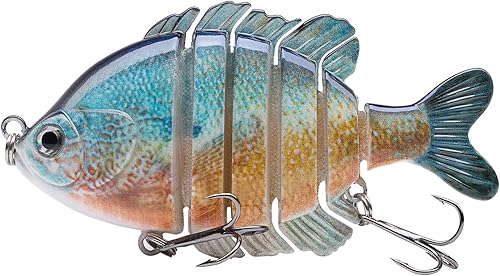 Miniatura 7 de BASSDASH SwimPanfish - Señuelos de lubina de topwater duro, con múltiples articulados, para pesca con manivela, de agua salada, 3.5 pulgadas (0.85