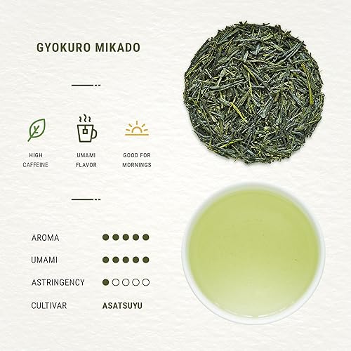 Vista 8 de Senbird Gyokuro de primera calidad, té verde japonés cultivado en sombra - de Kioto Japón - Té verde imperial de hojas sueltas en lata de té