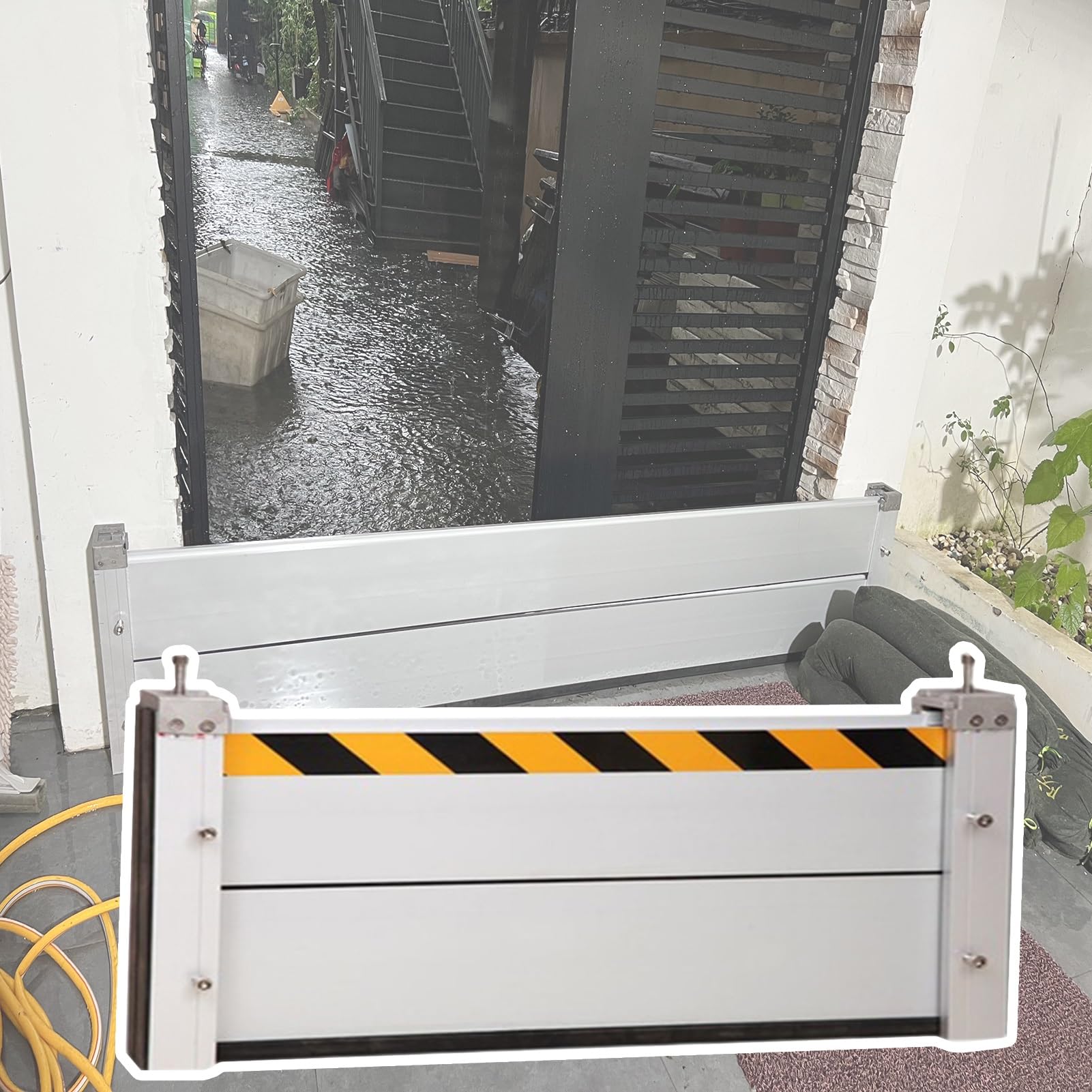 Barrière de contrôle des inondations en aluminium avec bouclier réutilisable