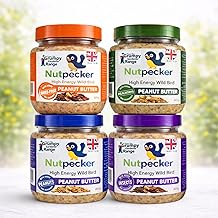 NutPecker Peanut Butter Bird Food for Wild Birds - Mixed Variety Suet Bird Feeding Nourishment, High-Energy Made in the UK Wild Bird Food | Variety Flavors 4 x 330g each