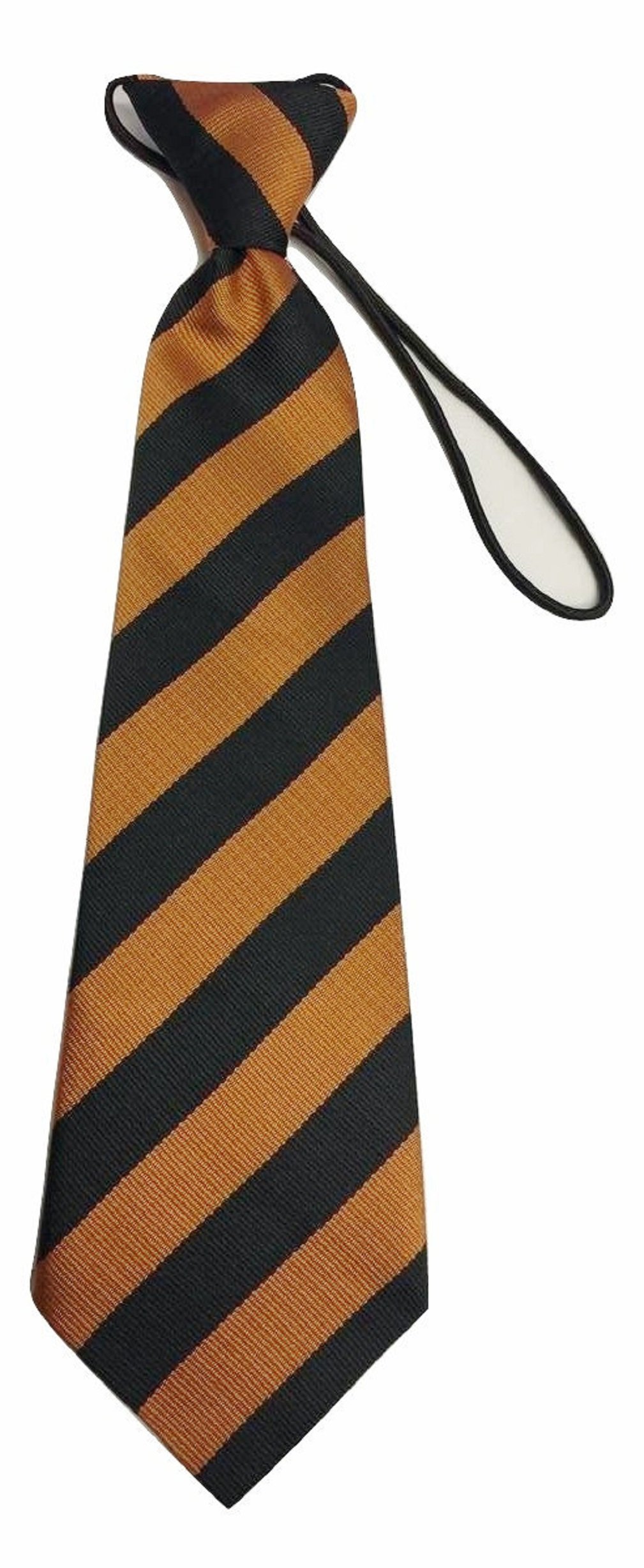 Ll Boys Orange/Black L&L® Striped School Kid Children Wedding Event Prom Party Plain Necktie Tie Uk ()