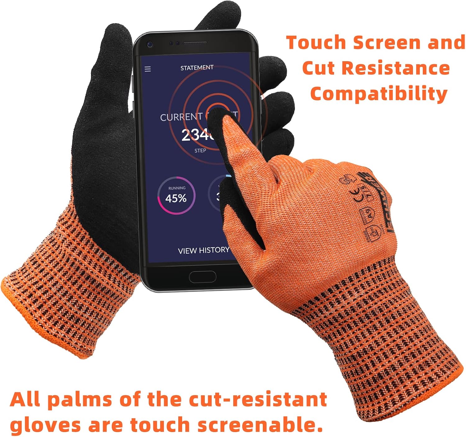 Cut Resistant Set for Men, ANSI A9 Cut Resistant Gloves with Foam Nitrile Coated & ANSI A6 Cut Resistant Sleeves,Cut Proof Gloves & Protective Arm Sleeves,for Cutting Metal and Wood Carving