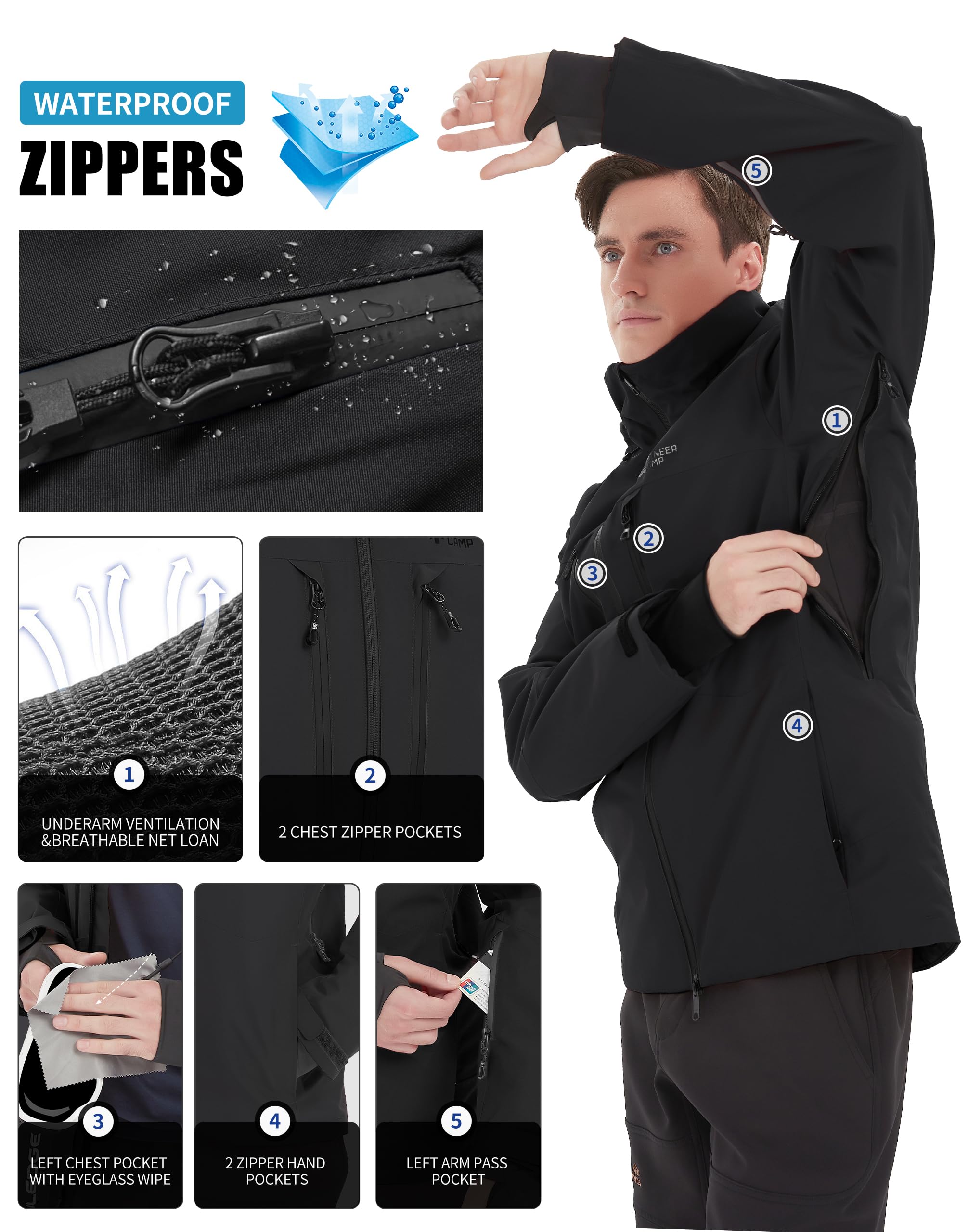 Pioneer Camp Giacca da sci con RECCO® REFLEKTOR impermeabile da uomo Giacca da snowboard antivento Giacca invernale calda da esterno con cappuccio