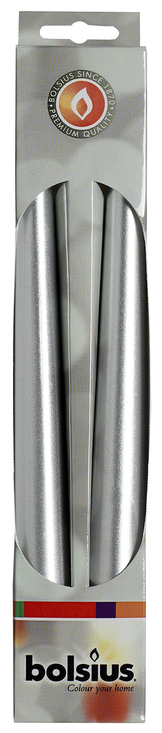 Bolsius Silver Dinner Candle, Paraffin Wax,