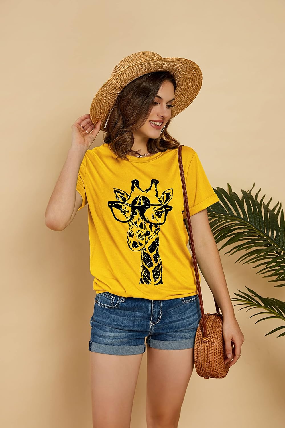 Auburet Womens Giraffe T Shirt Summer Funny Graphic Short Sleeve Crewneck Tees Casual Shirt Tops - Image 3