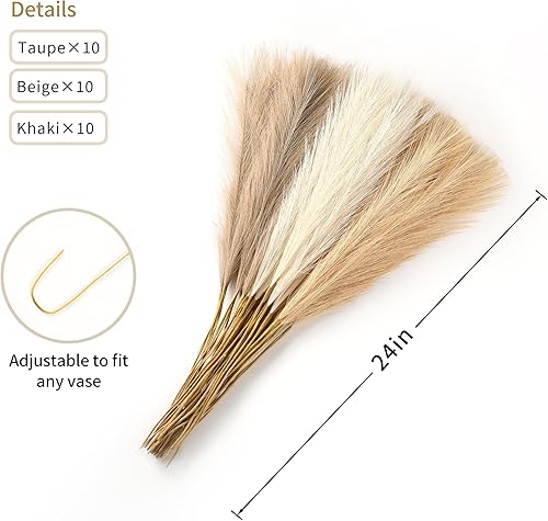 Miniatura 2 de 30 piezas de decoración de hierba de las pampas, decoración bohemia del hogar de 24 pulgadas, pompas artificiales florales, hierba pequeña pomposa
