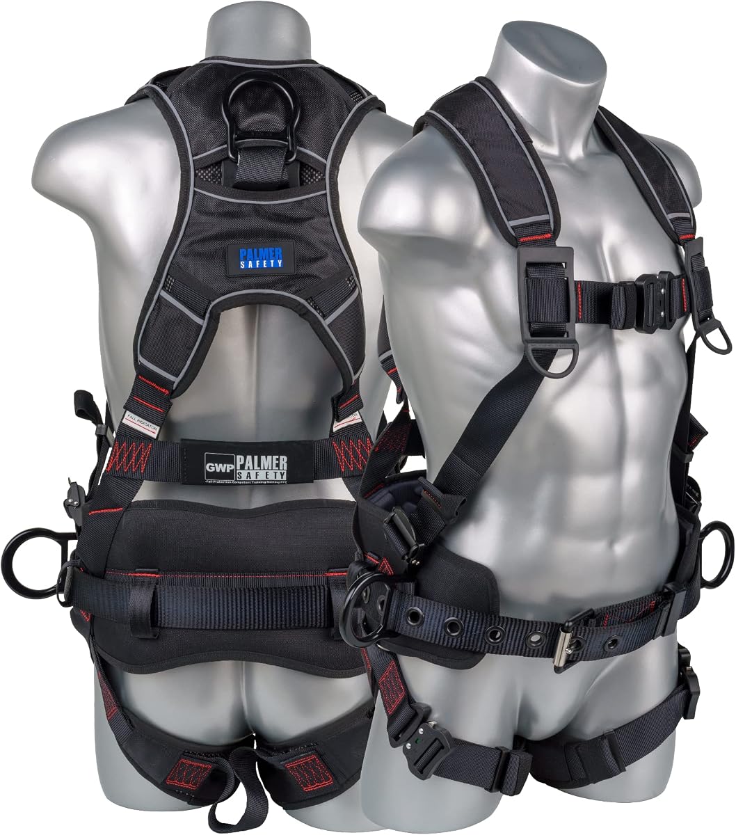 Hammerhead 5pt Safety Harness Back Padded, QCB Chest, Tongue Buckel Legs Straps, Back & Side D-Rings
