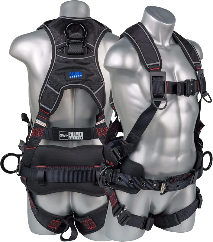 Hammerhead 5pt Safety Harness Back Padded, QCB Chest, Tongue Buckel Legs Straps, Back & Side D-Rings